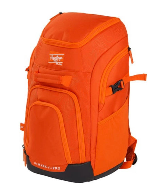 Orange gear bag with name and number